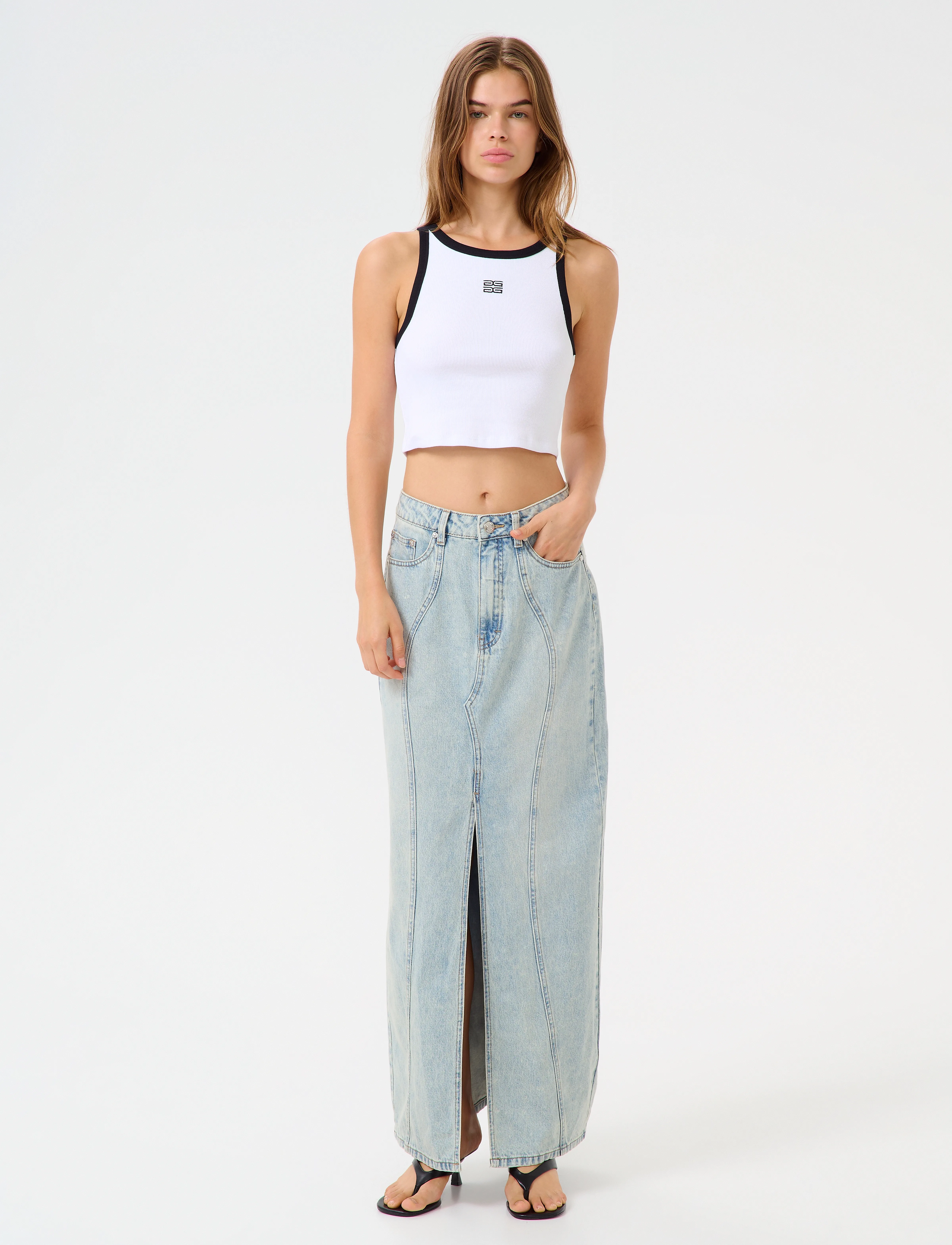 Gestuz - GZasher HW maxi skirt - jeanskjolar - mid acid wash - 3