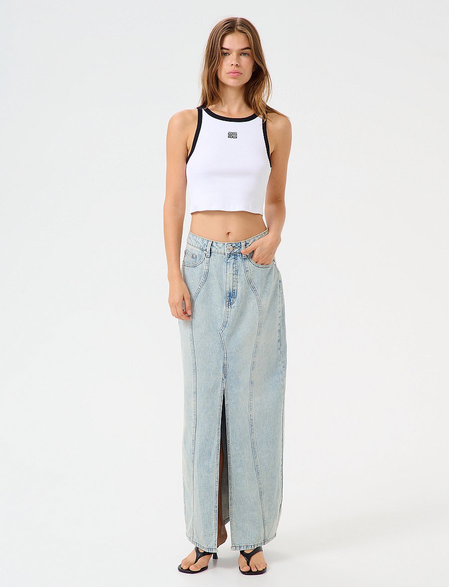 Gestuz - GZasher HW maxi skirt - spijkerrokken - mid acid wash - 3