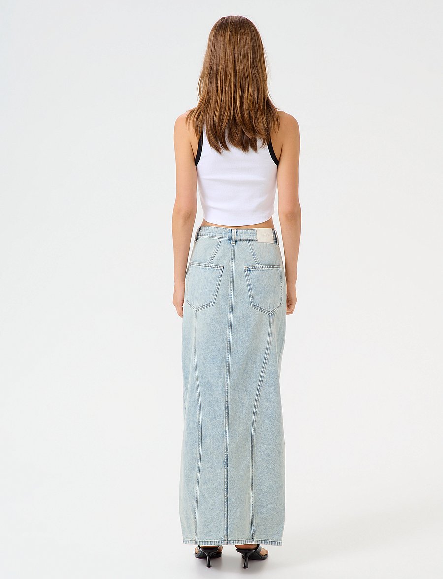 Gestuz - GZasher HW maxi skirt - spijkerrokken - mid acid wash - 4