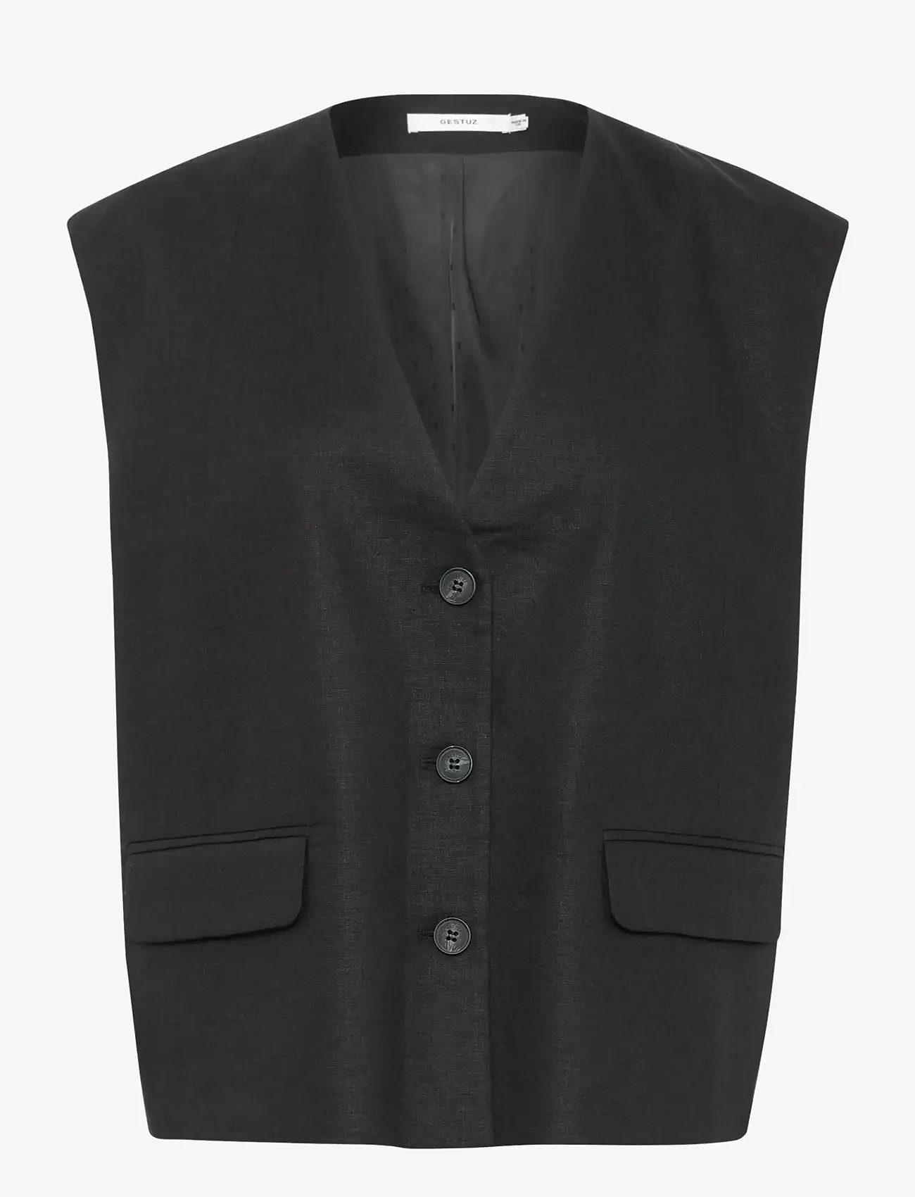 Gestuz - GZizza linen waistcoat - marynarki z pojedynczym zapięciem - black - 1