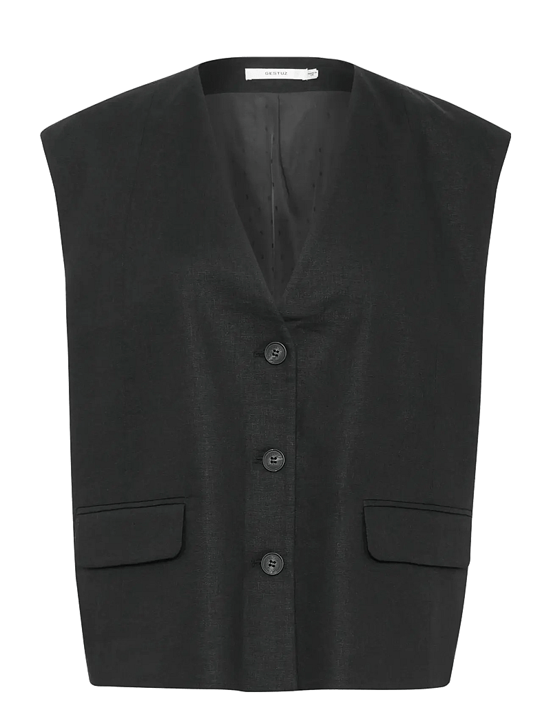 Gestuz - GZizza linen waistcoat - marynarki z pojedynczym zapięciem - black - 1