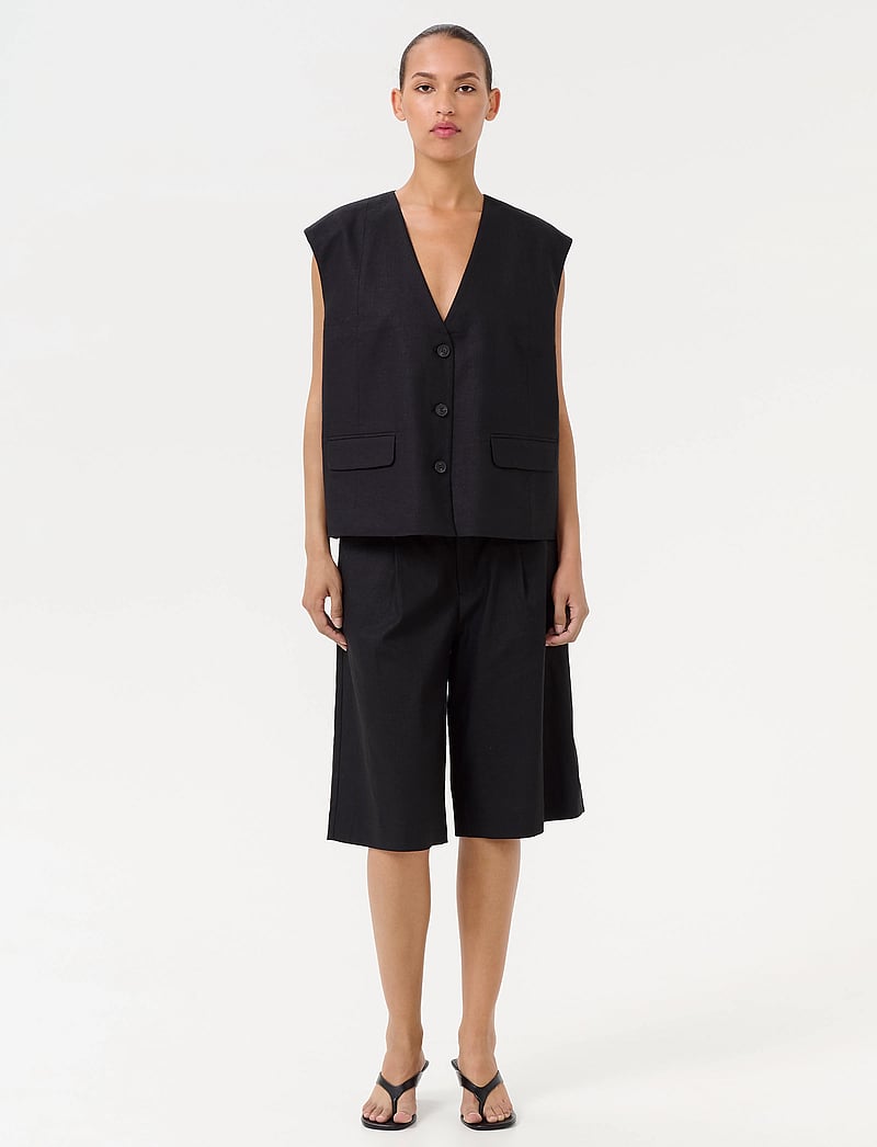 Gestuz - GZizza linen waistcoat - marynarki z pojedynczym zapięciem - black - 3