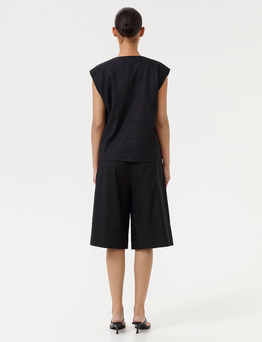 Gestuz - GZizza linen waistcoat - single breasted blazers - black - 4