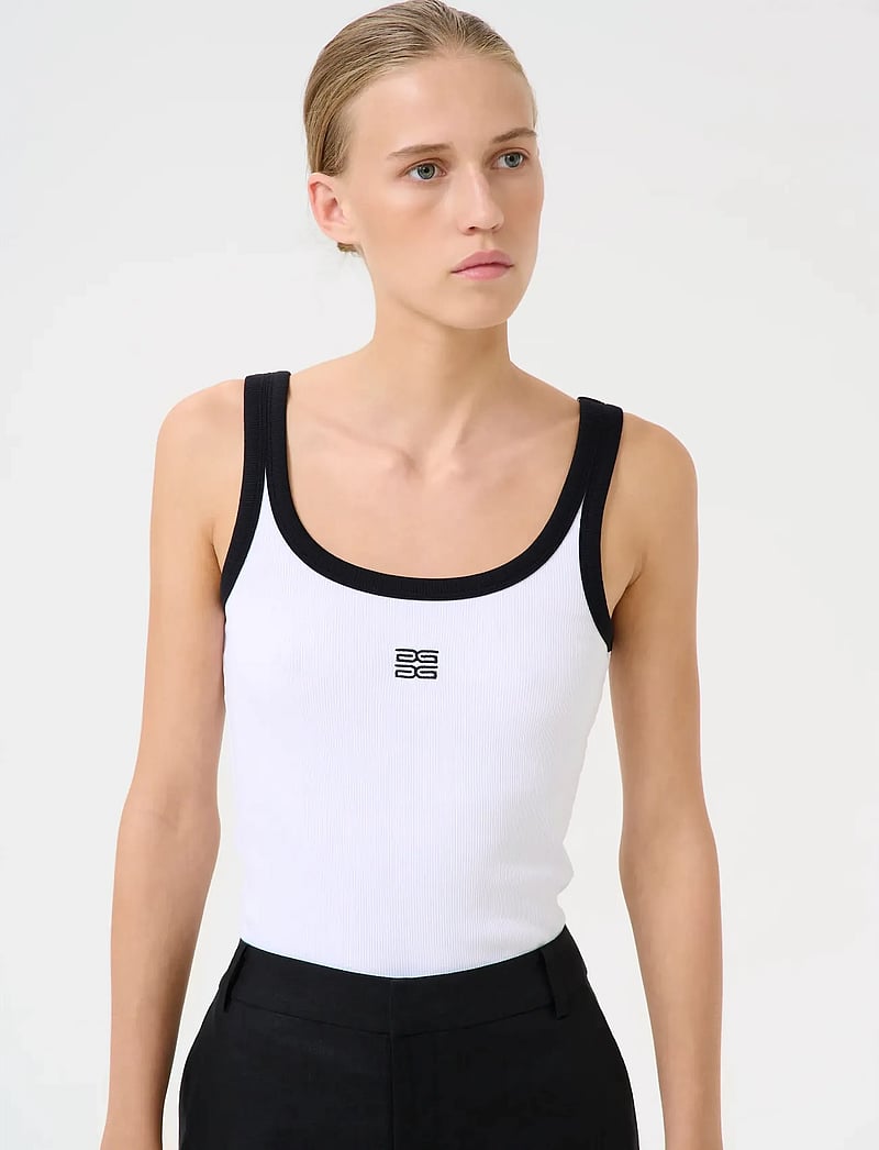 Gestuz - GZdrew contrast logo top - linnen - bright white - 3