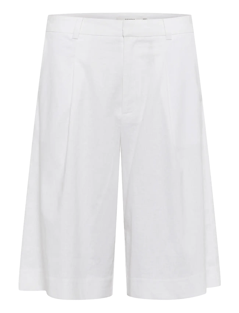 Gestuz - GZizza linen MW shorts - casual shorts - bright white - 1