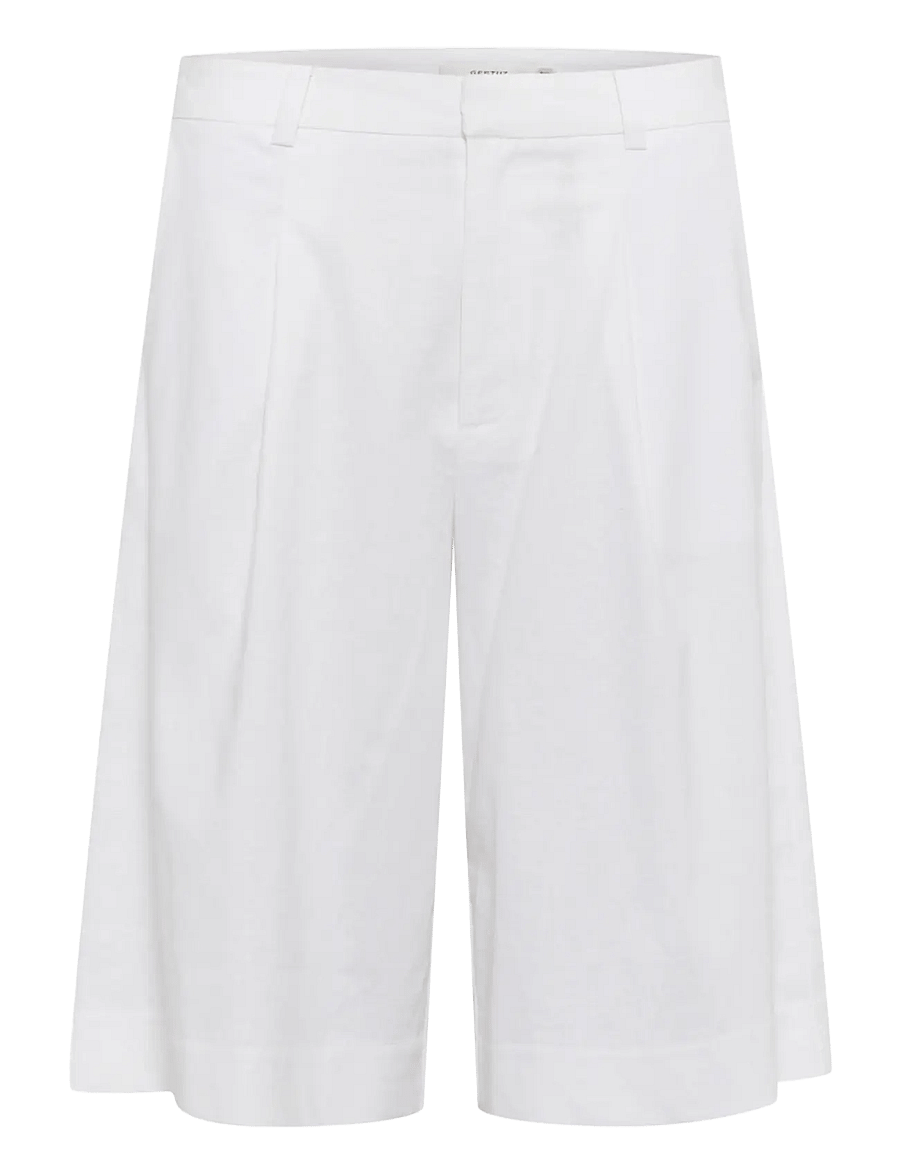 Gestuz - GZizza linen MW shorts - vabaaja lühikesed püksid - bright white - 1