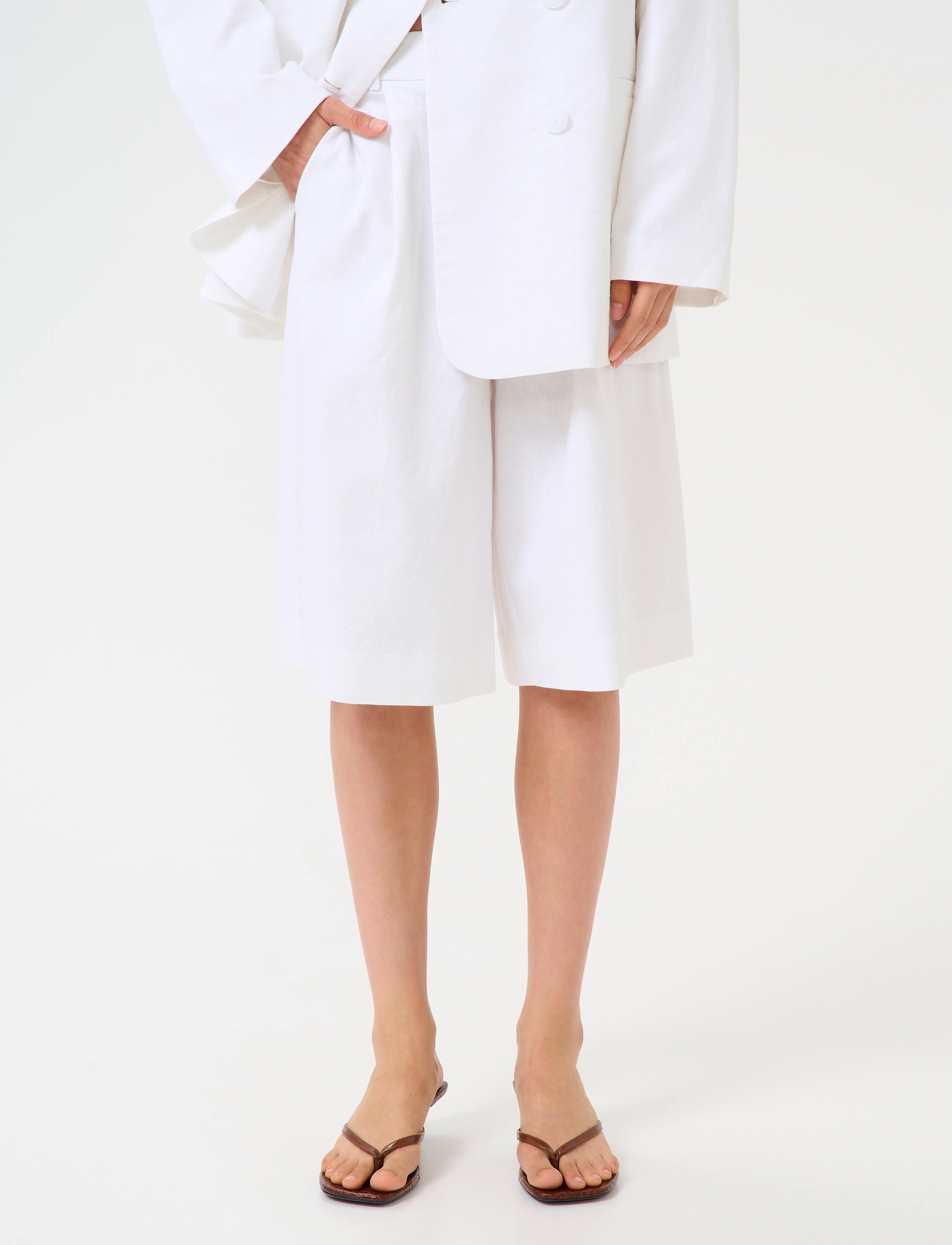 Gestuz Gzizza Linen Mw Shorts, 34, White, Shorts > Afslappede Shorts, Dame