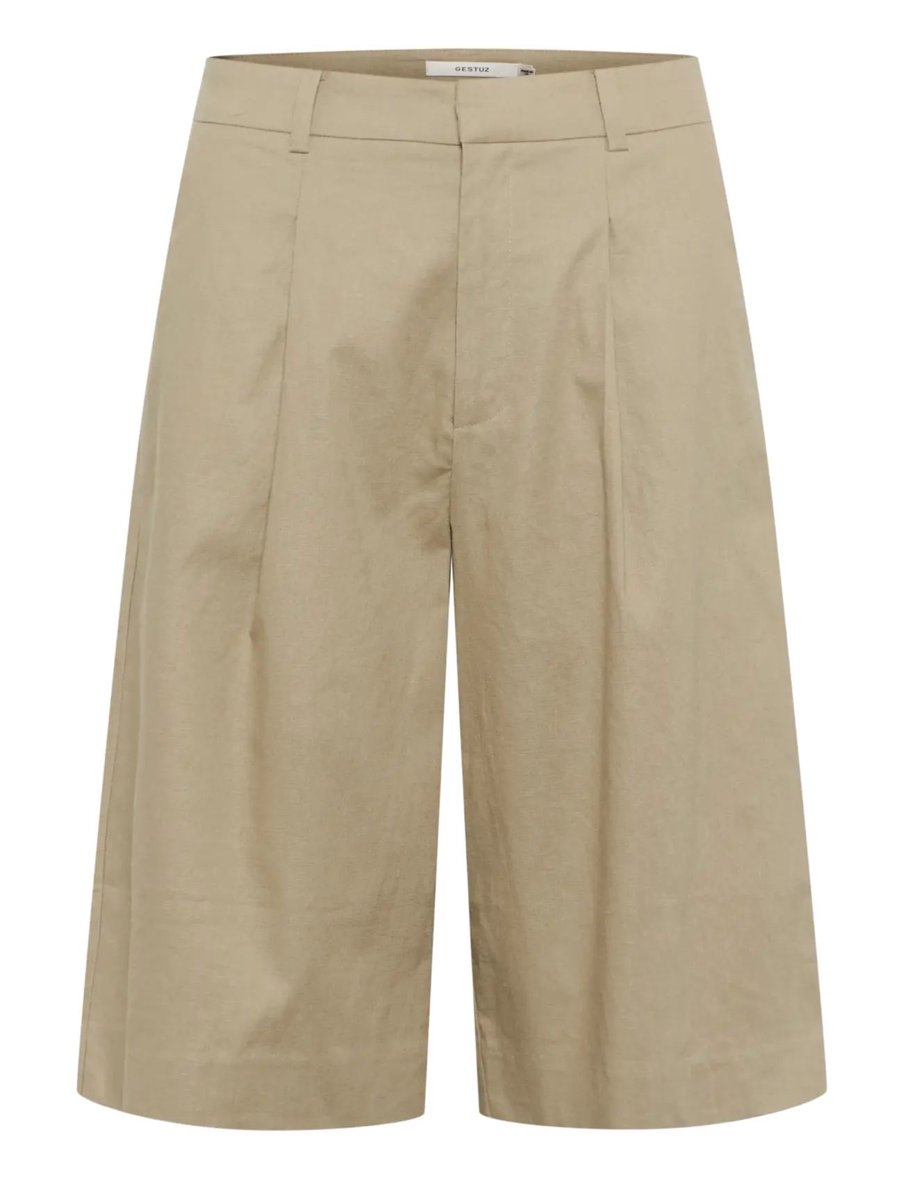 Gestuz GZizza linen MW shorts - Shorts - SILVER SAGE / beige