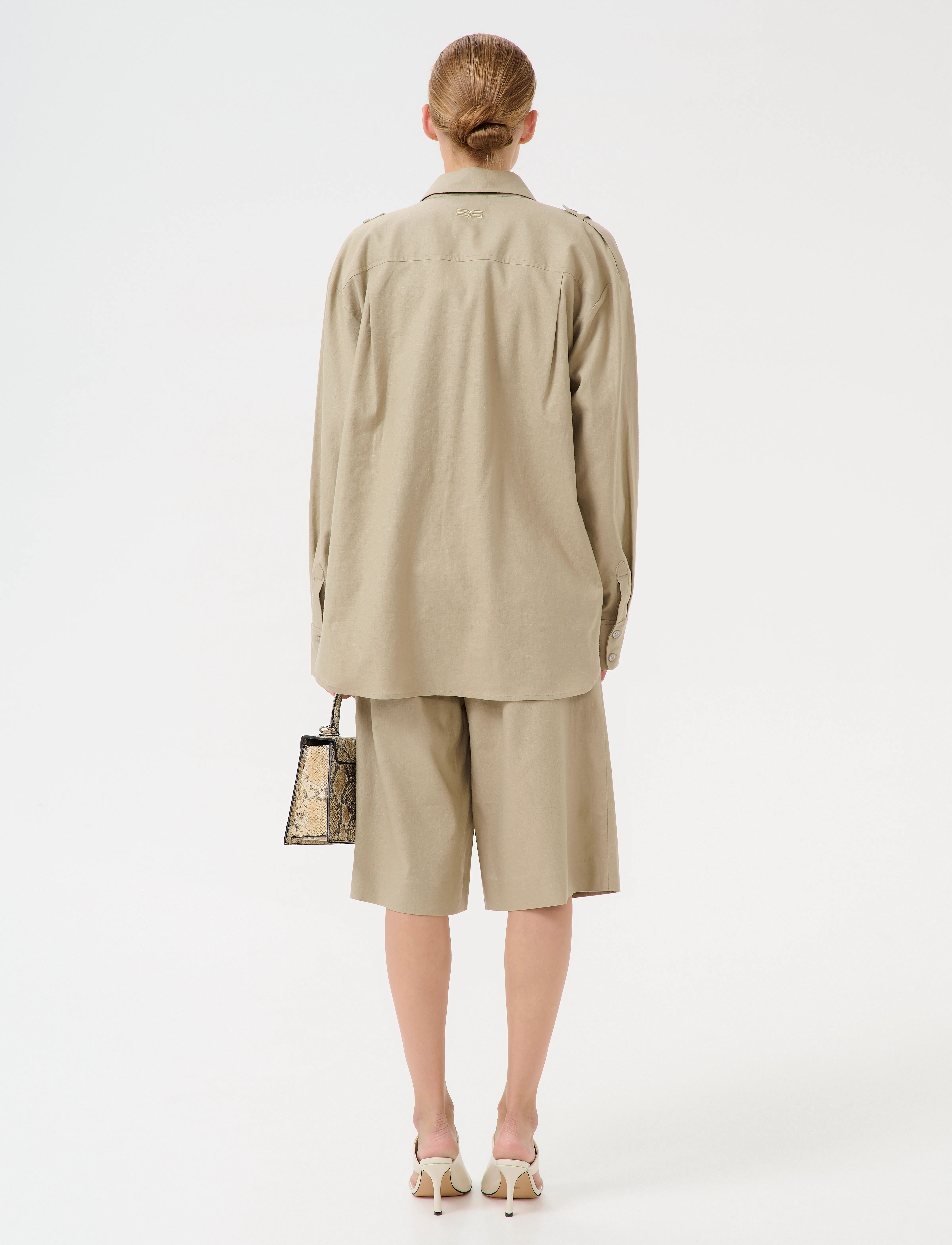 Gestuz - GZizza linen MW shorts - casual shorts - silver sage - 4