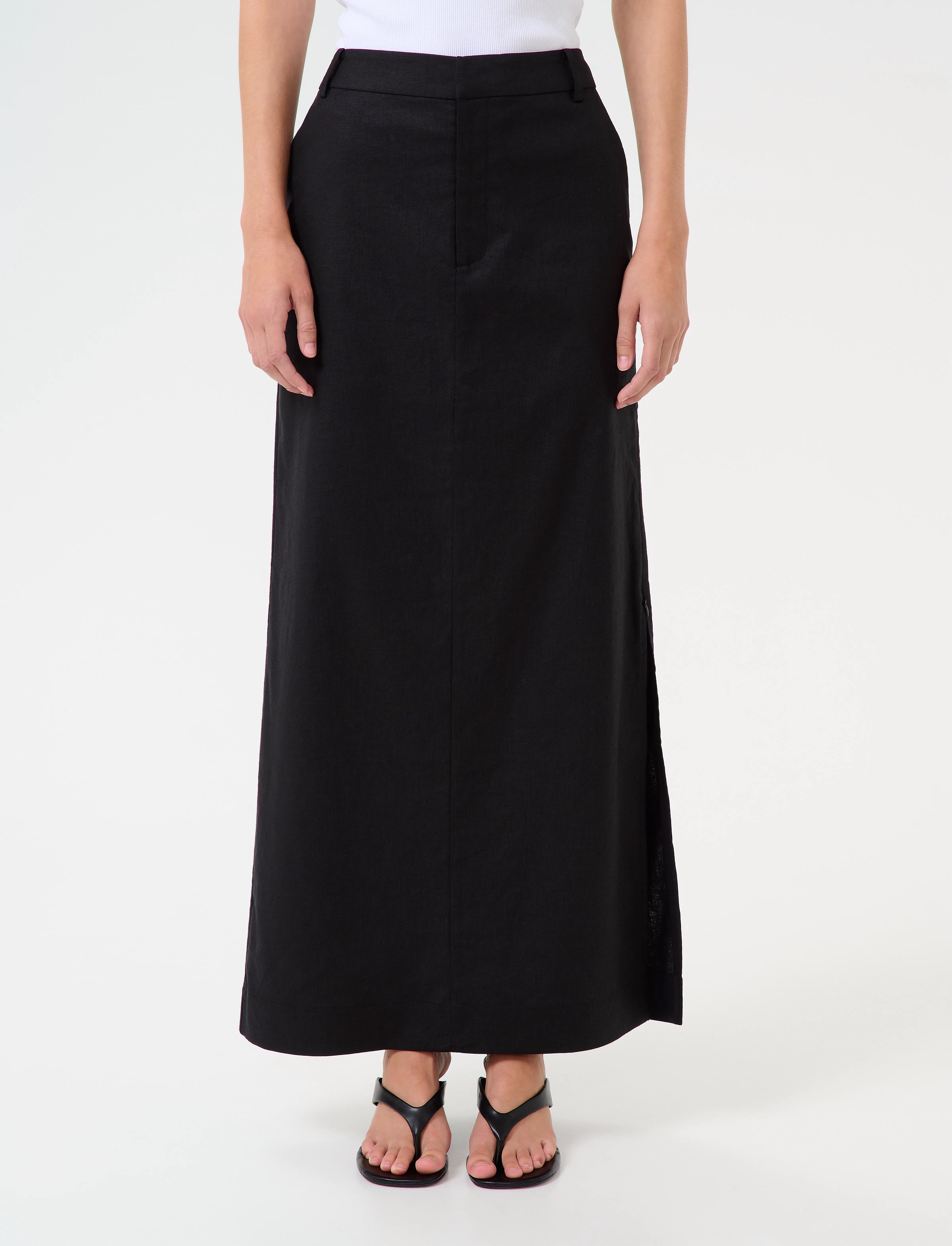 Gestuz GZizza linen MW skirt - Maxi nederdele - BLACK / black
