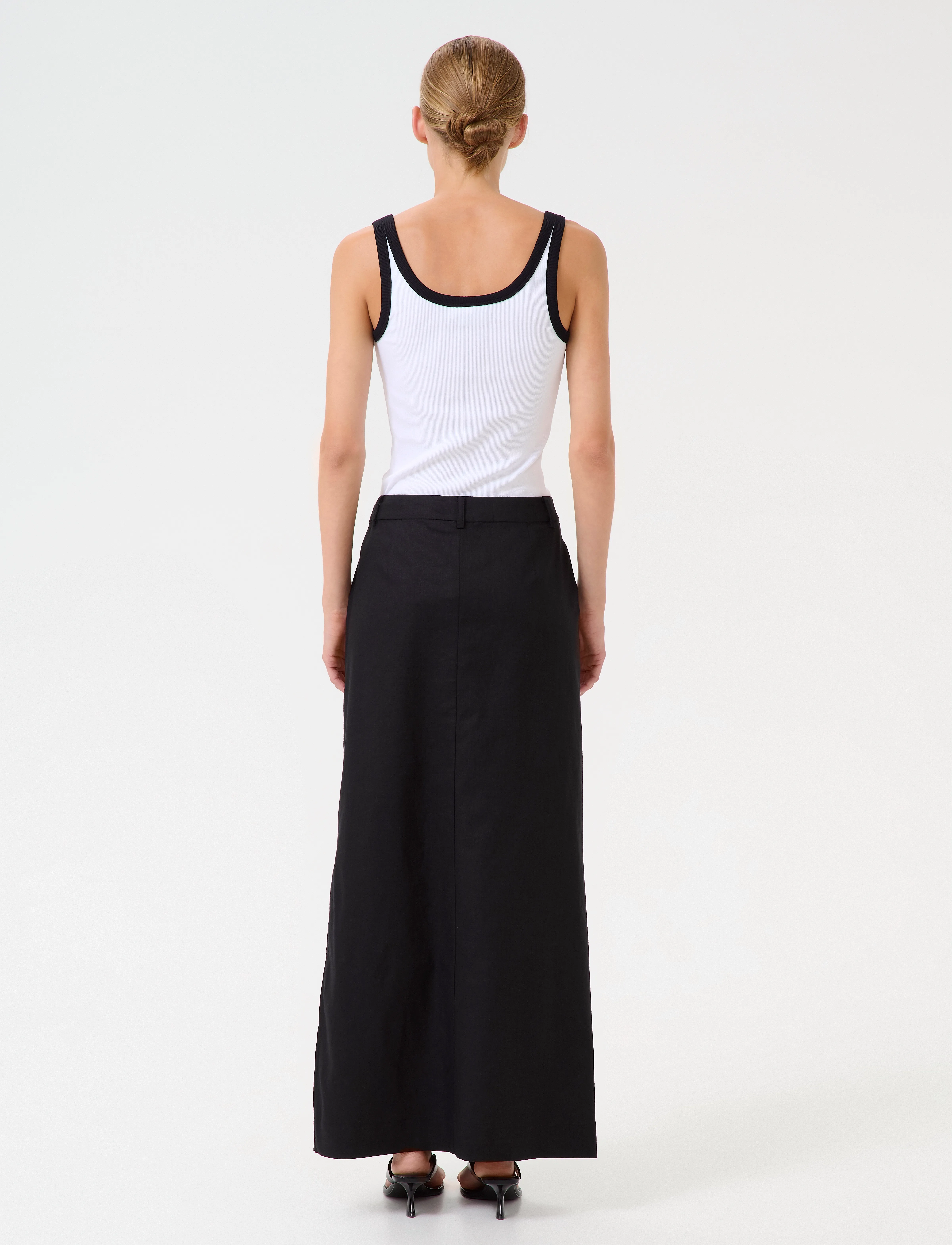Gestuz - GZizza linen MW skirt - maksiseelikud - black - 3