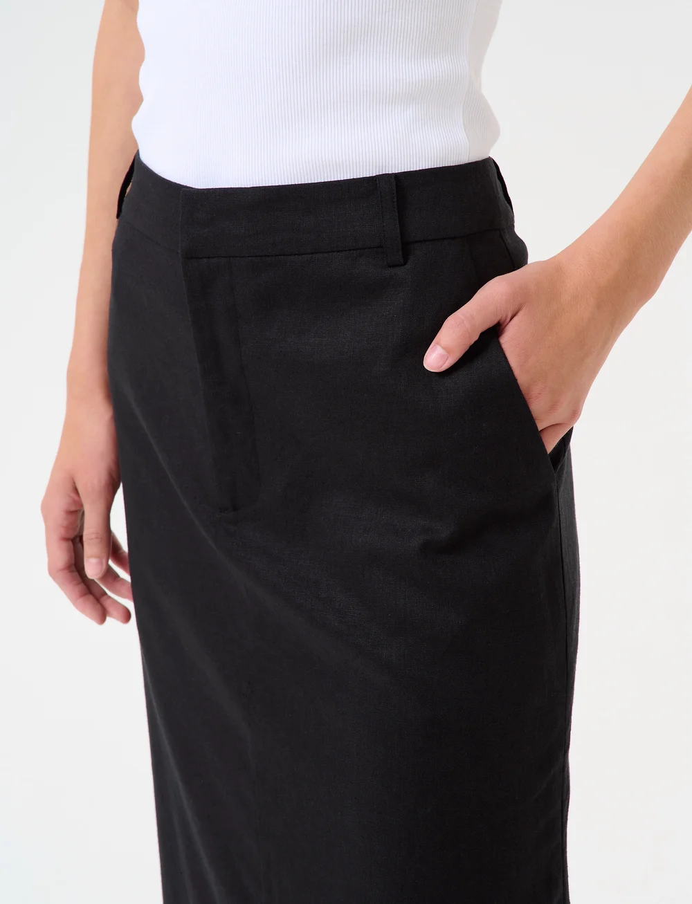 Gestuz - GZizza linen MW skirt - maxi nederdele - black - 4