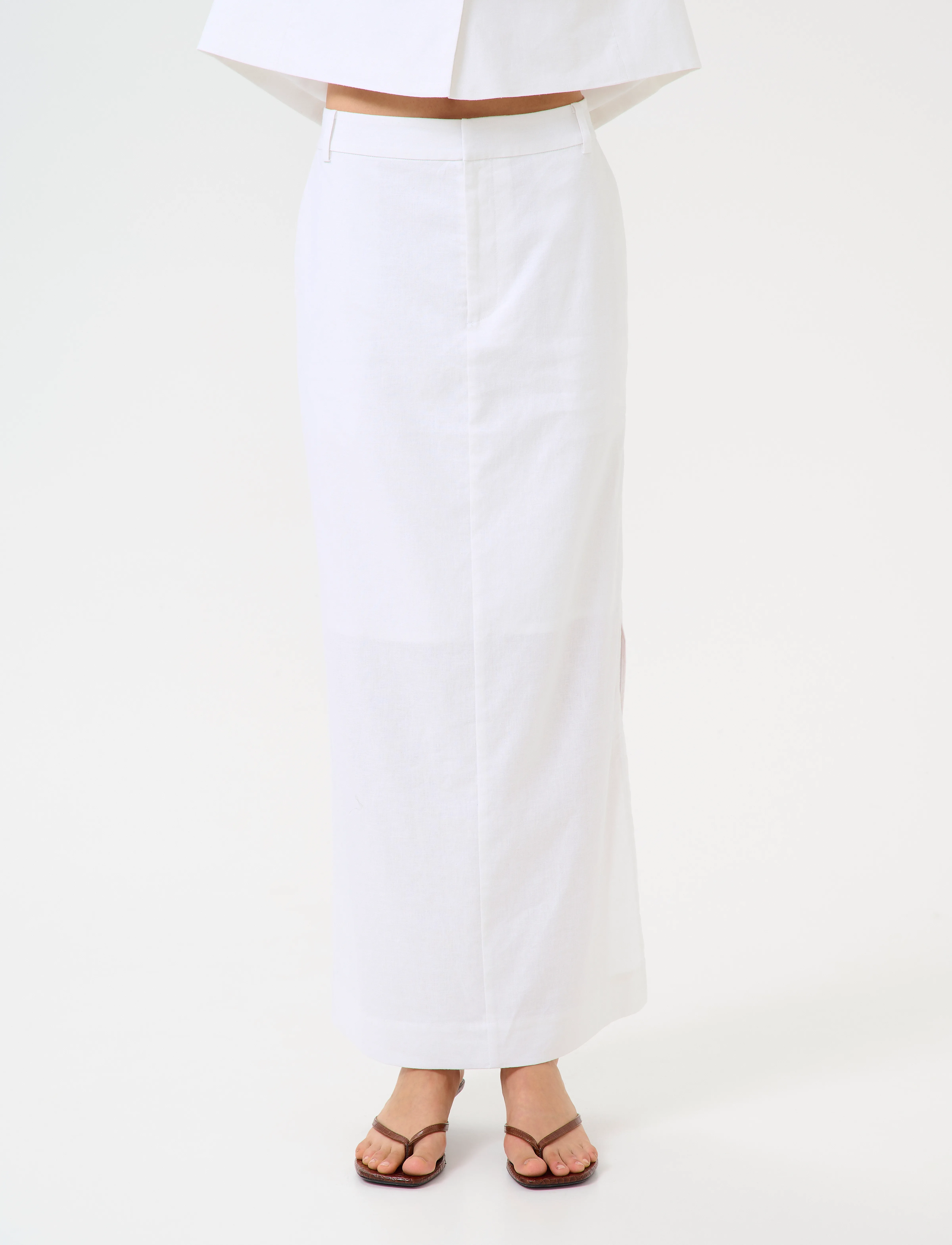 Gestuz GZizza linen MW skirt - Maxi nederdele - BRIGHT WHITE / white
