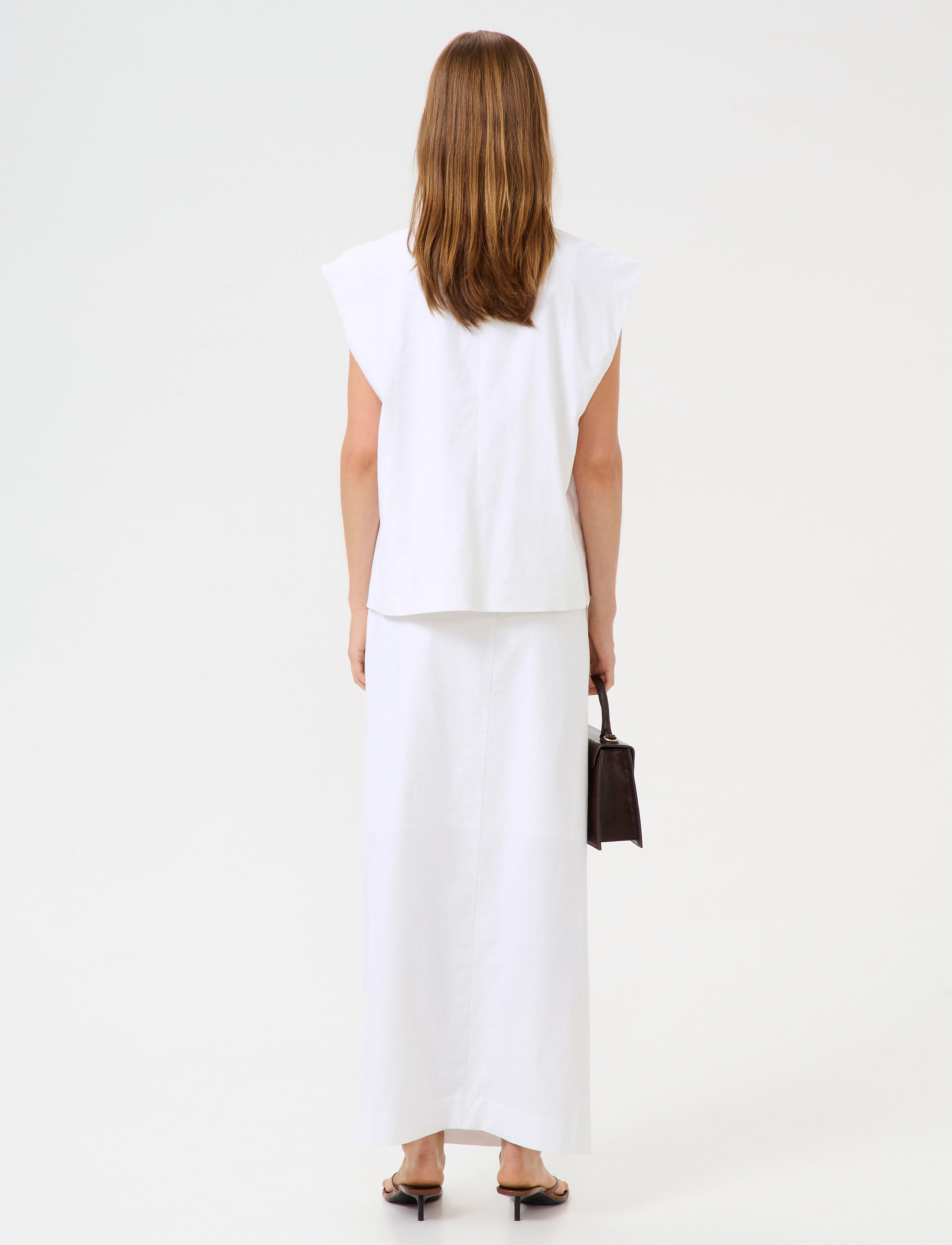 Gestuz - GZizza linen MW skirt - maksiseelikud - bright white - 3