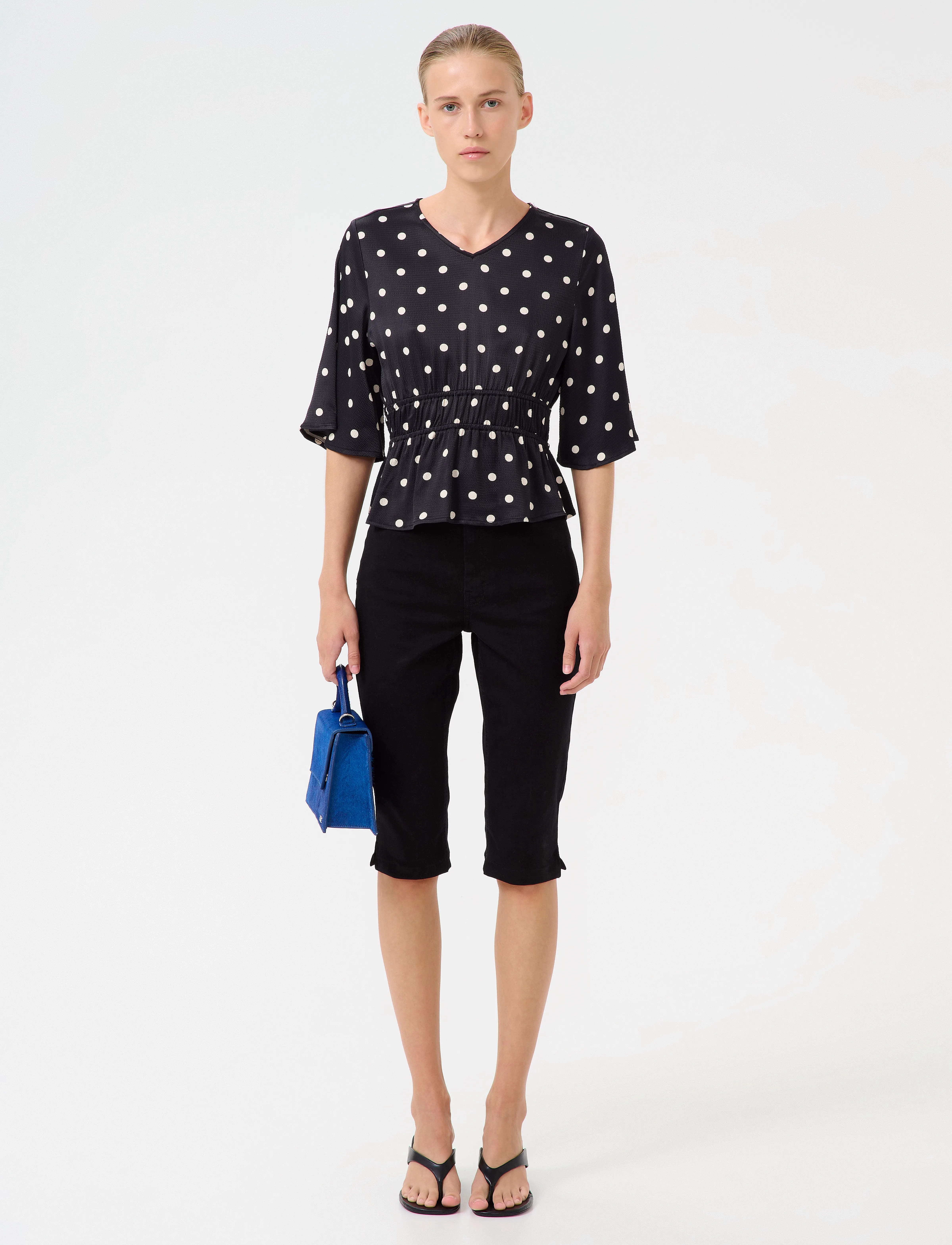 Gestuz - GZdotta P blouse - short-sleeved blouses - black with egret dot - 3