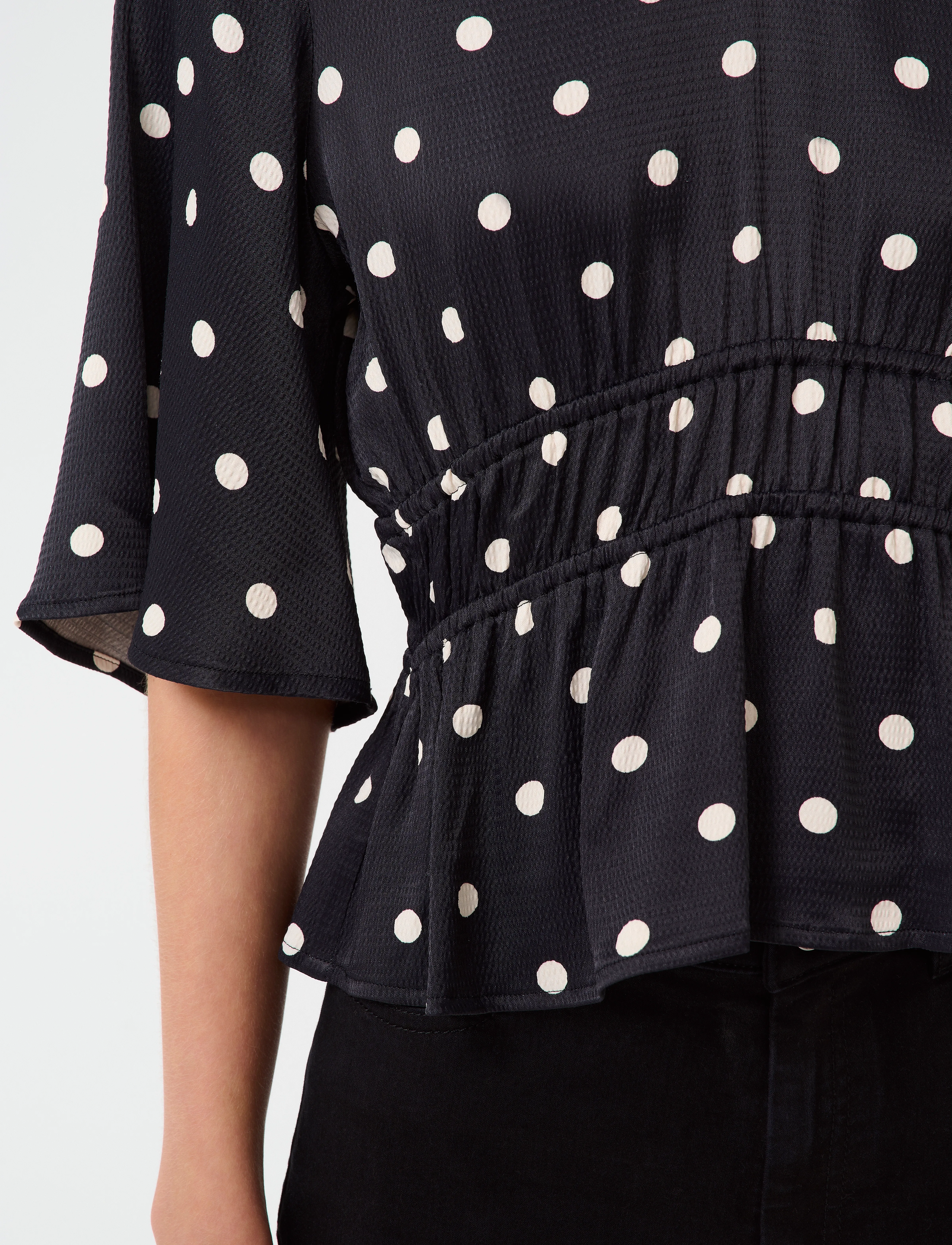 Gestuz - GZdotta P blouse - short-sleeved blouses - black with egret dot - 5