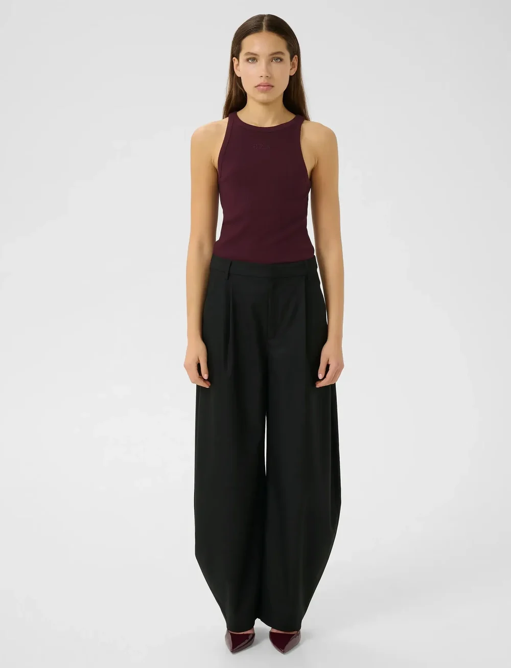 Gestuz - GZdrew rhinestone logo tank - linnen - aronia - 3