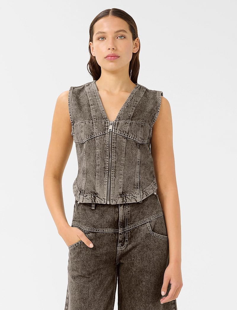 Gestuz - GZjosie waistcoat - topid ja varrukateta alussärgid - greige denim wash - 0