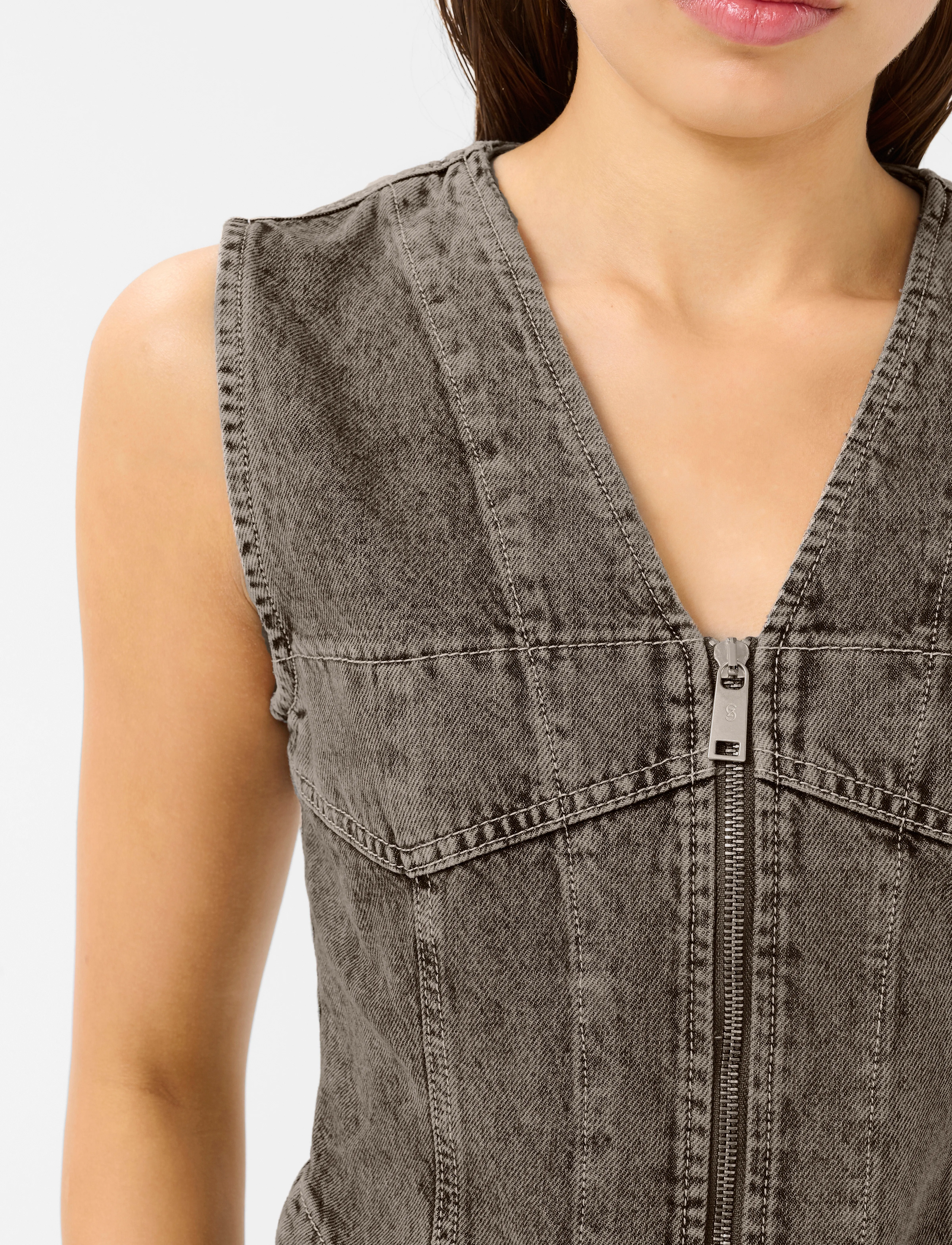 Gestuz - GZjosie waistcoat - sleeveless tops - greige denim wash - 5