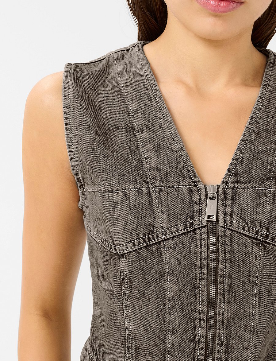 Gestuz - GZjosie waistcoat - tanktops - greige denim wash - 5