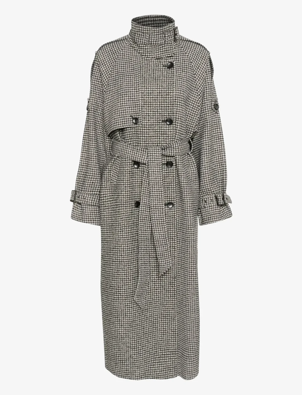 Gestuz - GZavic long coat - uldfrakker - black/white houndstooth - 1