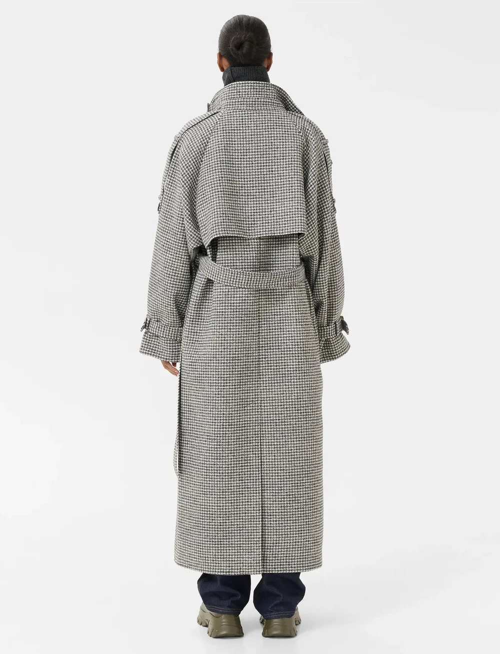 Gestuz - GZavic long coat - uldfrakker - black/white houndstooth - 4