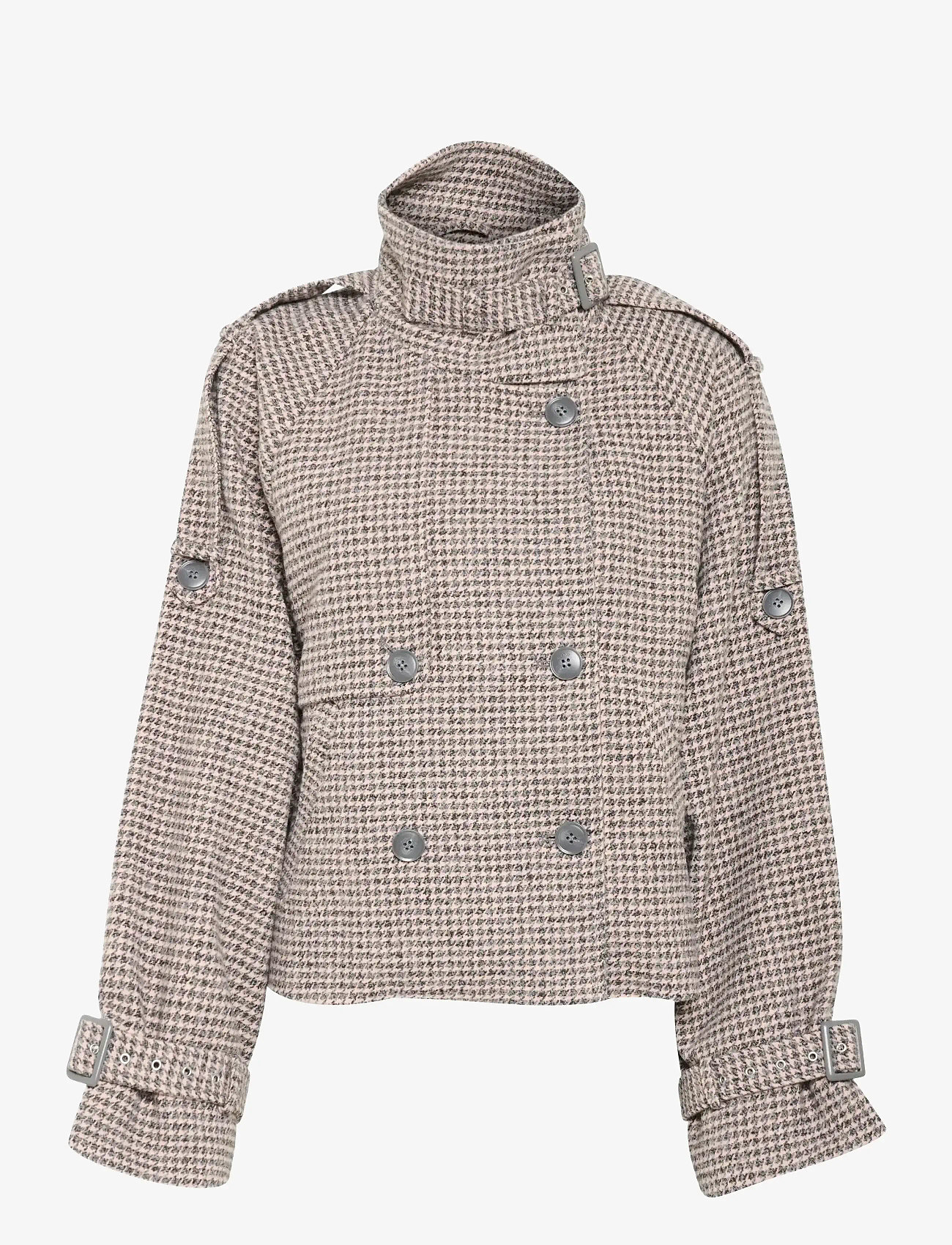 Gestuz - GZavic short jacket - vinterjackor - rose dust/grey houndstooth - 1