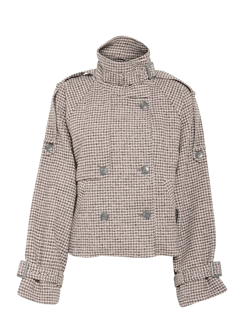 Gestuz - GZavic short jacket - vinterjackor - rose dust/grey houndstooth - 1