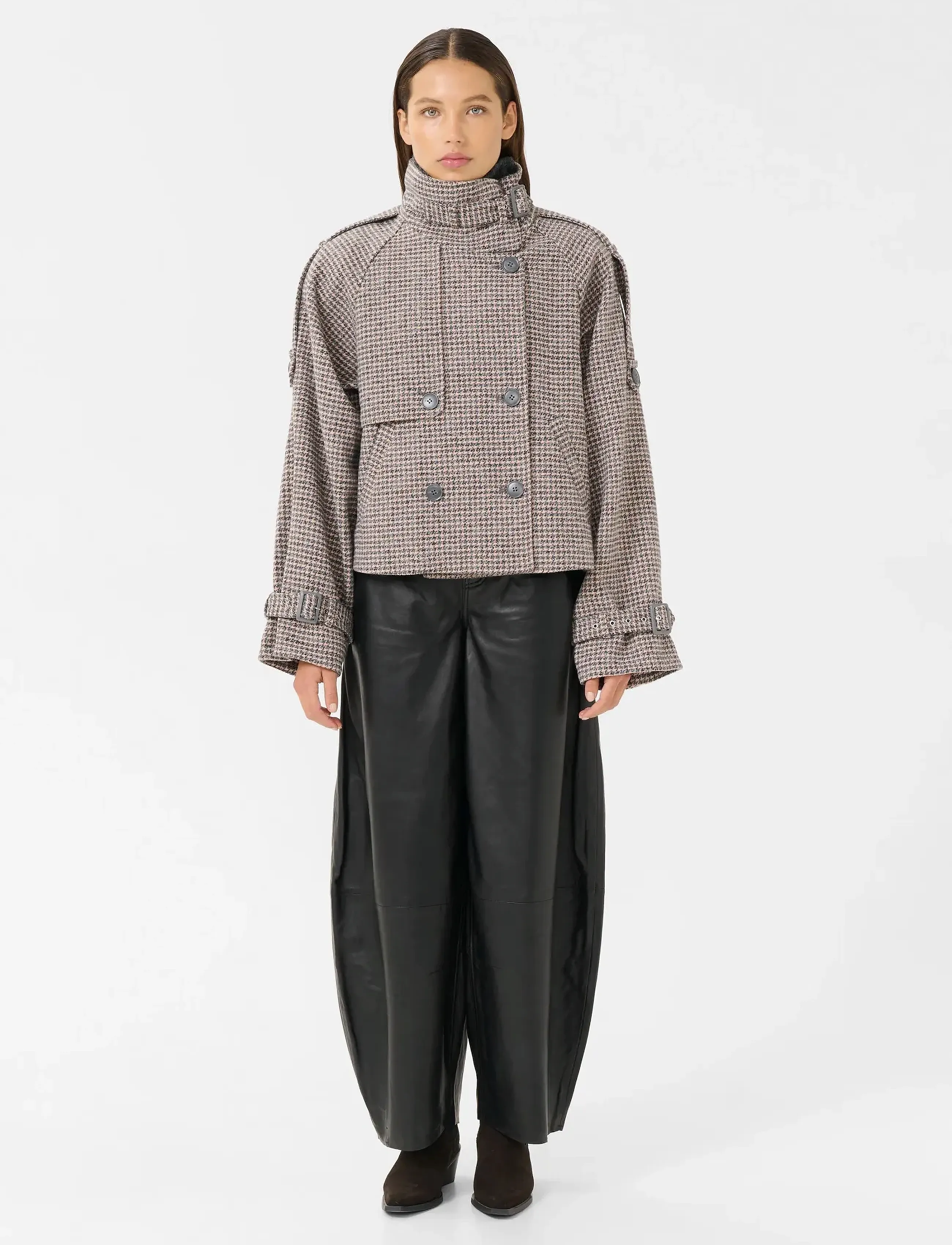 Gestuz GZavic short jacket - Jacken & Mäntel - ROSE DUST/GREY HOUNDSTOOTH / pink/rose