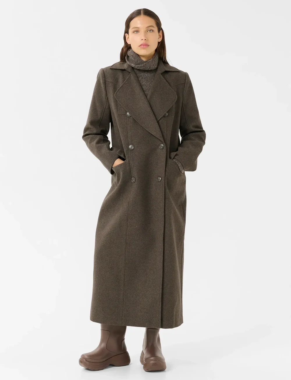 Gestuz - GZzinka long coat - uldfrakker - dark mole - 0