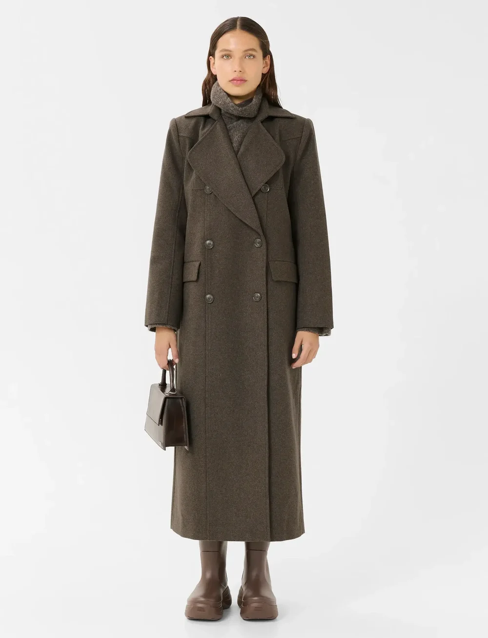 Gestuz - GZzinka long coat - uldfrakker - dark mole - 3