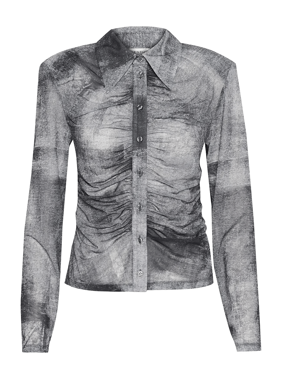 Gestuz - GZdeona P shirt - langärmlige hemden - black denim - 1