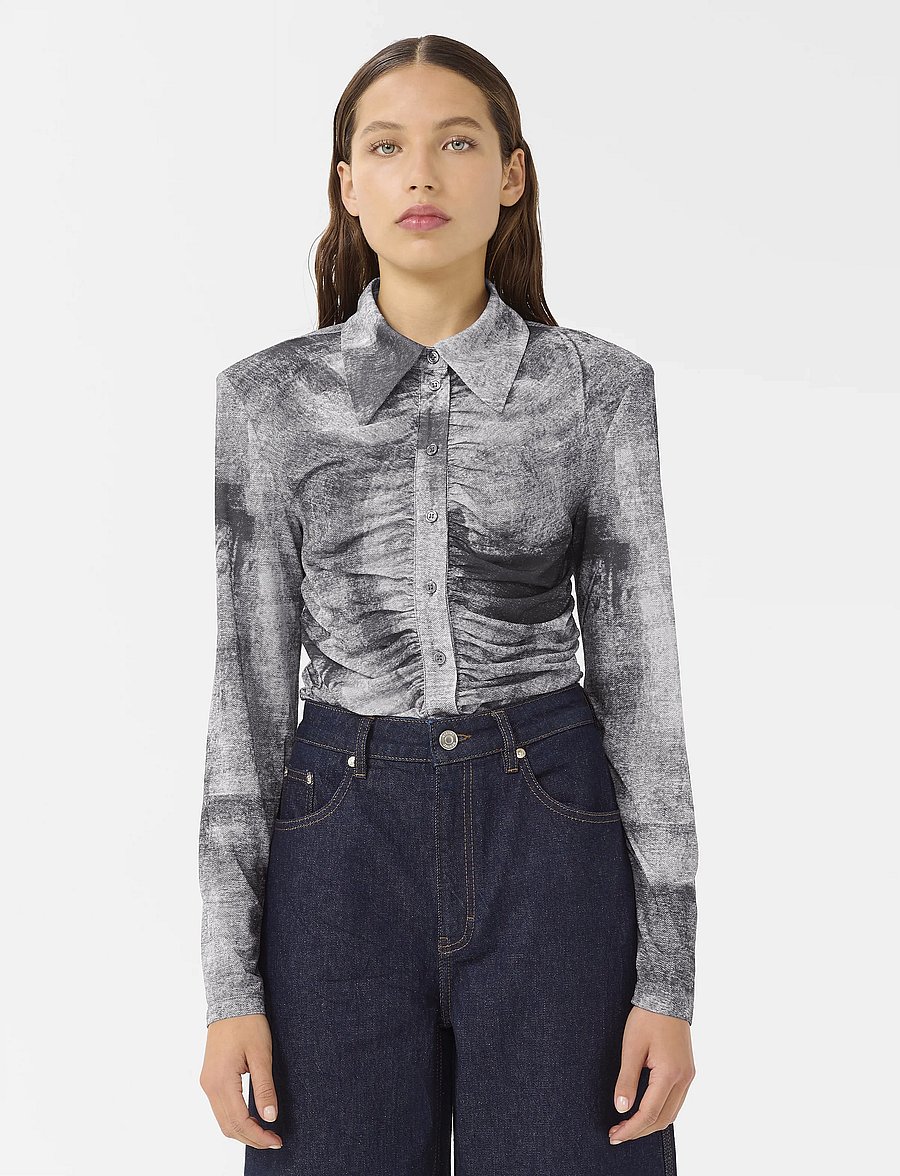 Gestuz - GZdeona P shirt - langärmlige hemden - black denim - 0