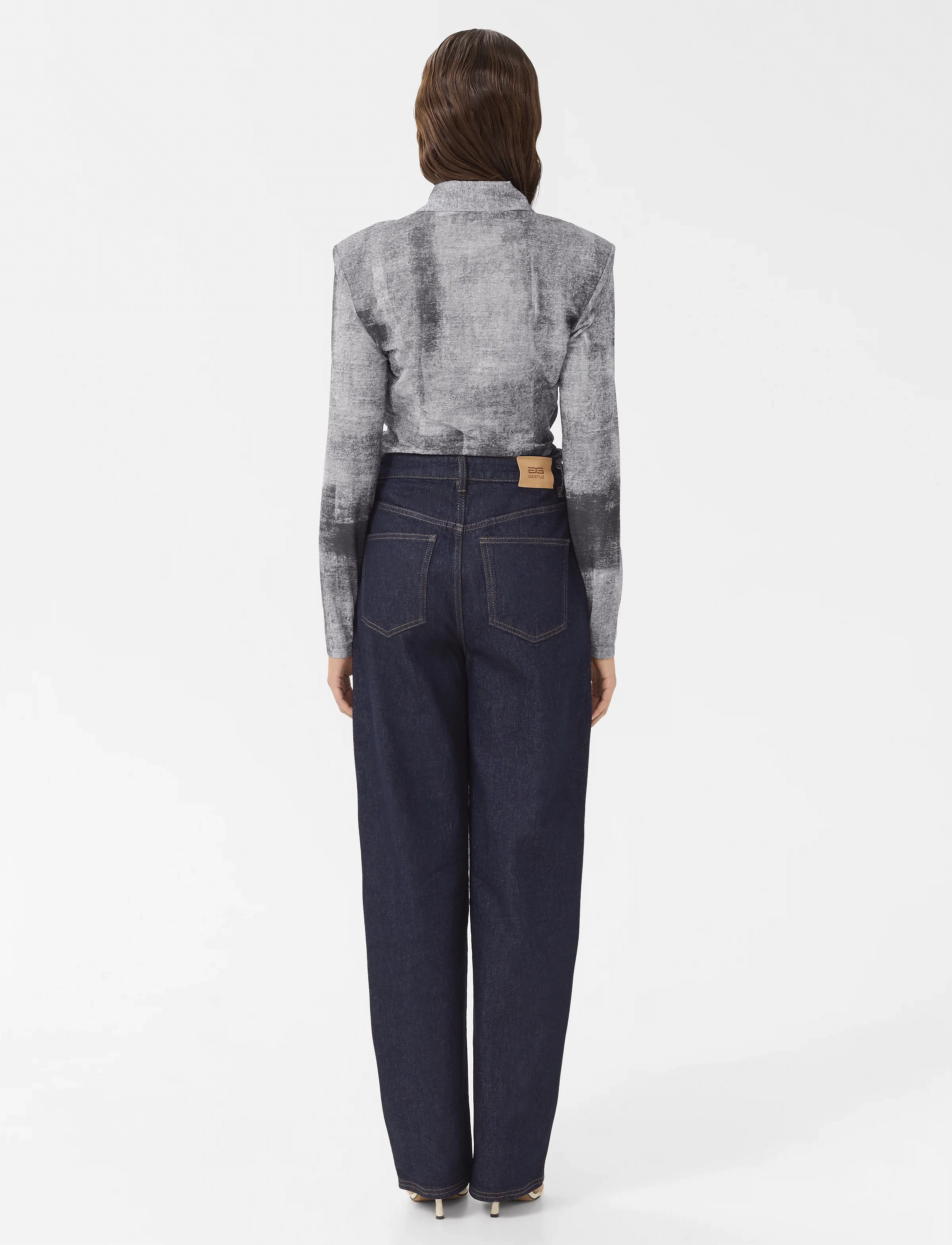 Gestuz - GZdeona P shirt - långärmade skjortor - black denim - 4