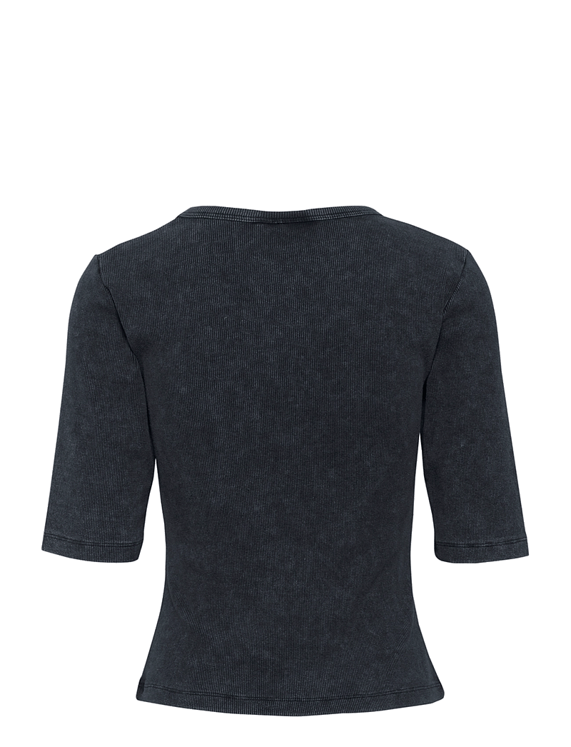 Gestuz - GZdrew washed logo top - t-shirts - grey washed - 2