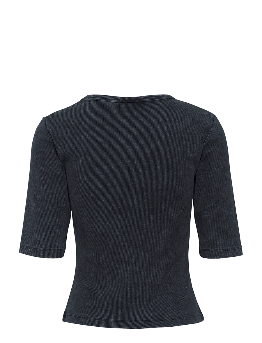Gestuz - GZdrew washed logo top - t-shirts - grey washed - 2