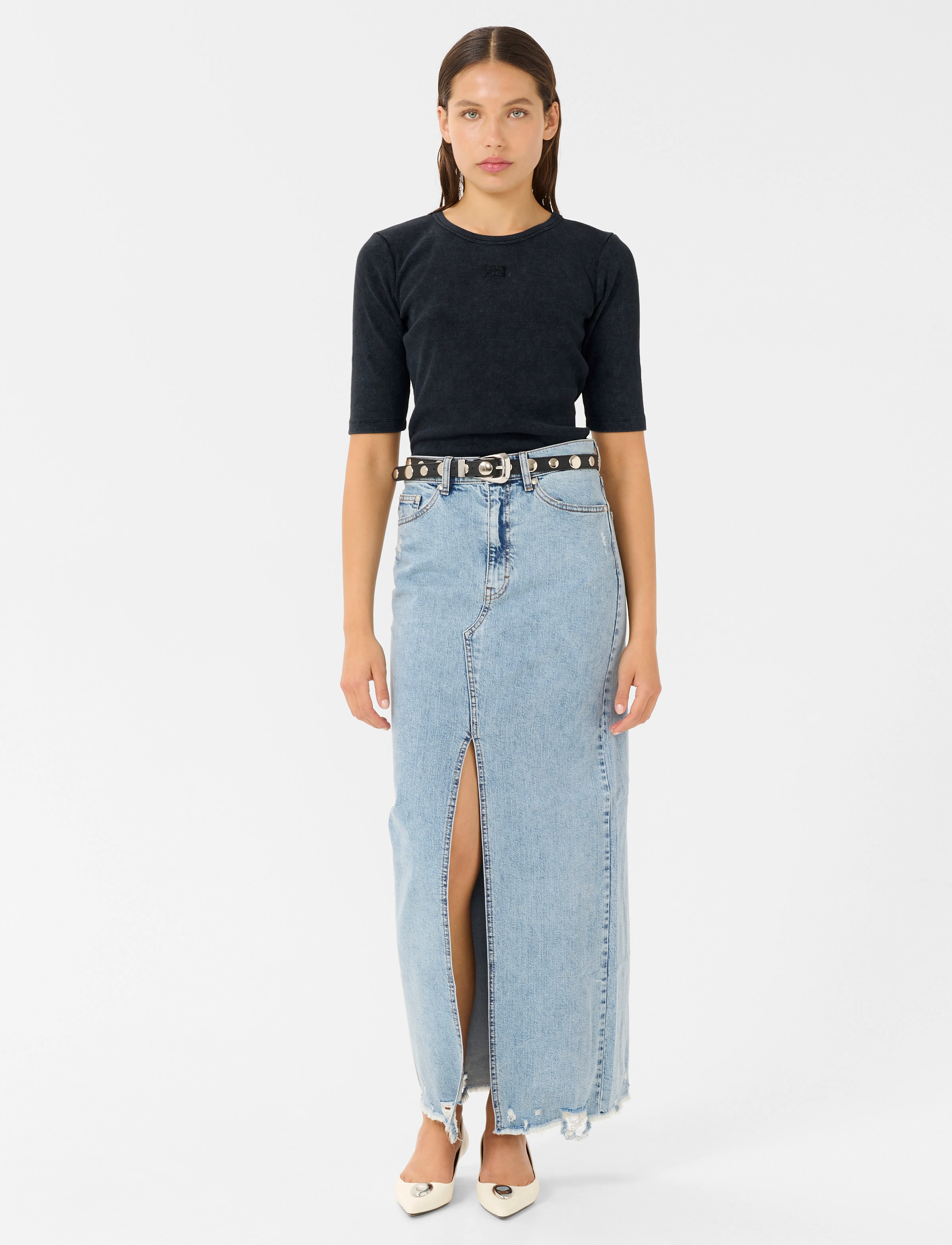 Gestuz - GZdrew washed logo top - t-shirts - grey washed - 3
