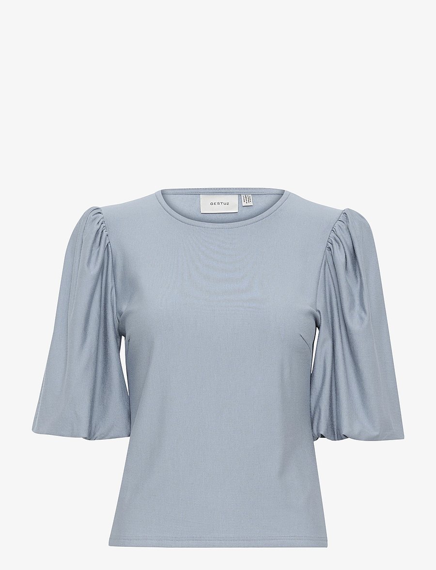 Gestuz - GZrifa balloon top - kurzärmelige blusen - grey blue - 1