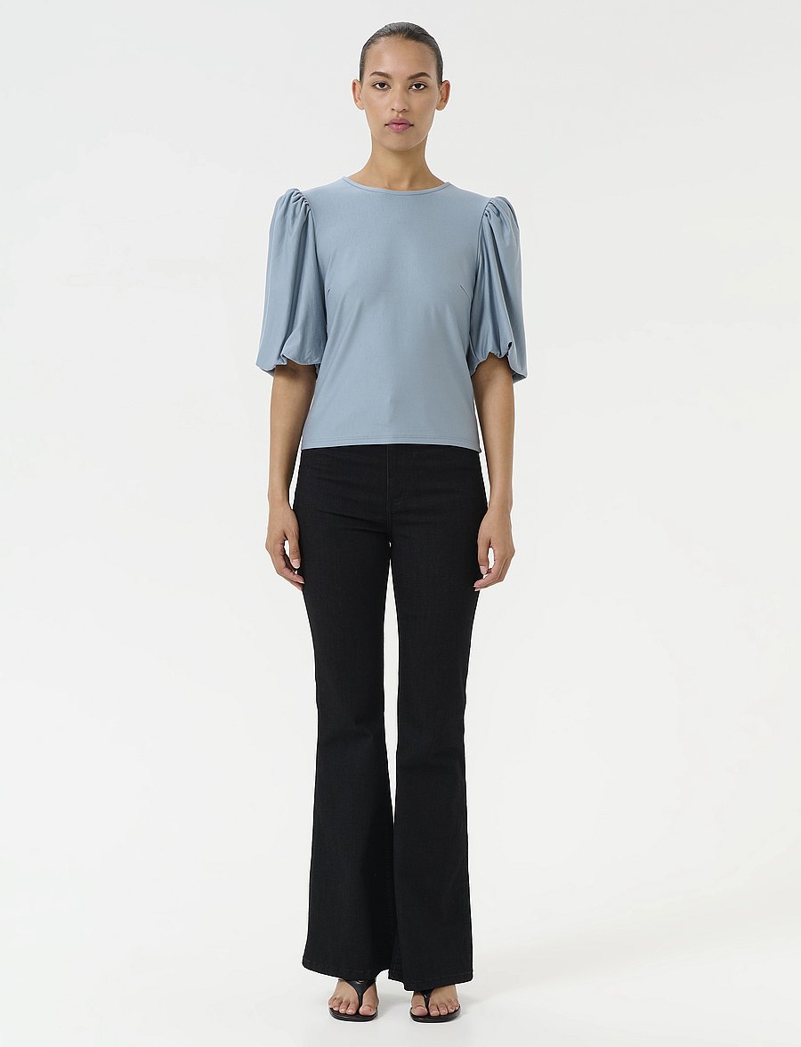 Gestuz - GZrifa balloon top - kurzärmelige blusen - grey blue - 3