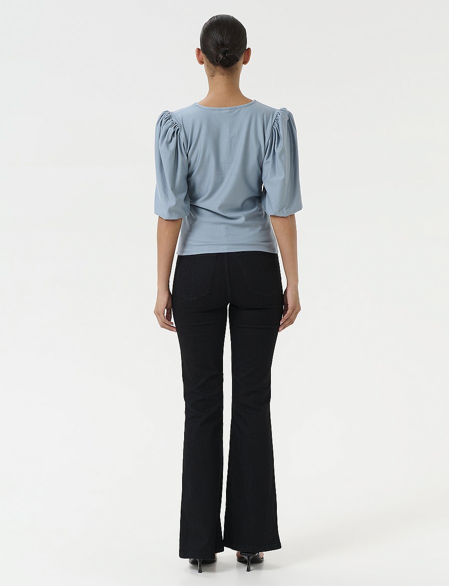 Gestuz - GZrifa balloon top - kurzärmelige blusen - grey blue - 4