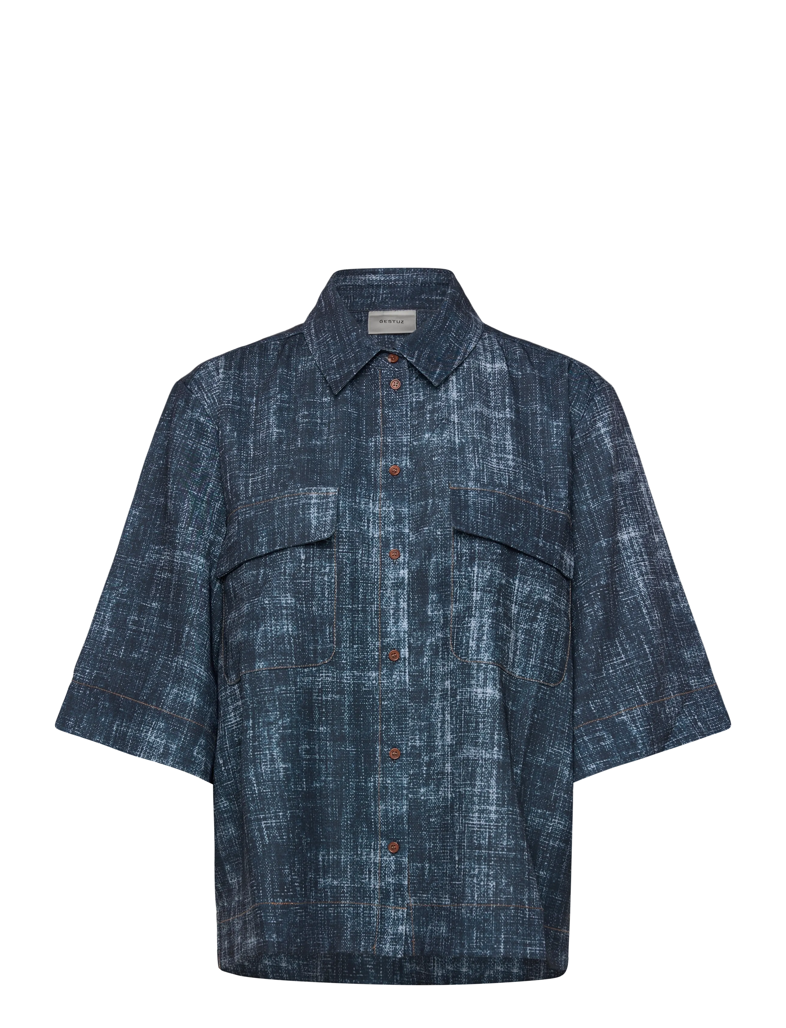 Gestuz GZdemia P SS shirt - Riided - DARK DENIM STRUCTURE / navy