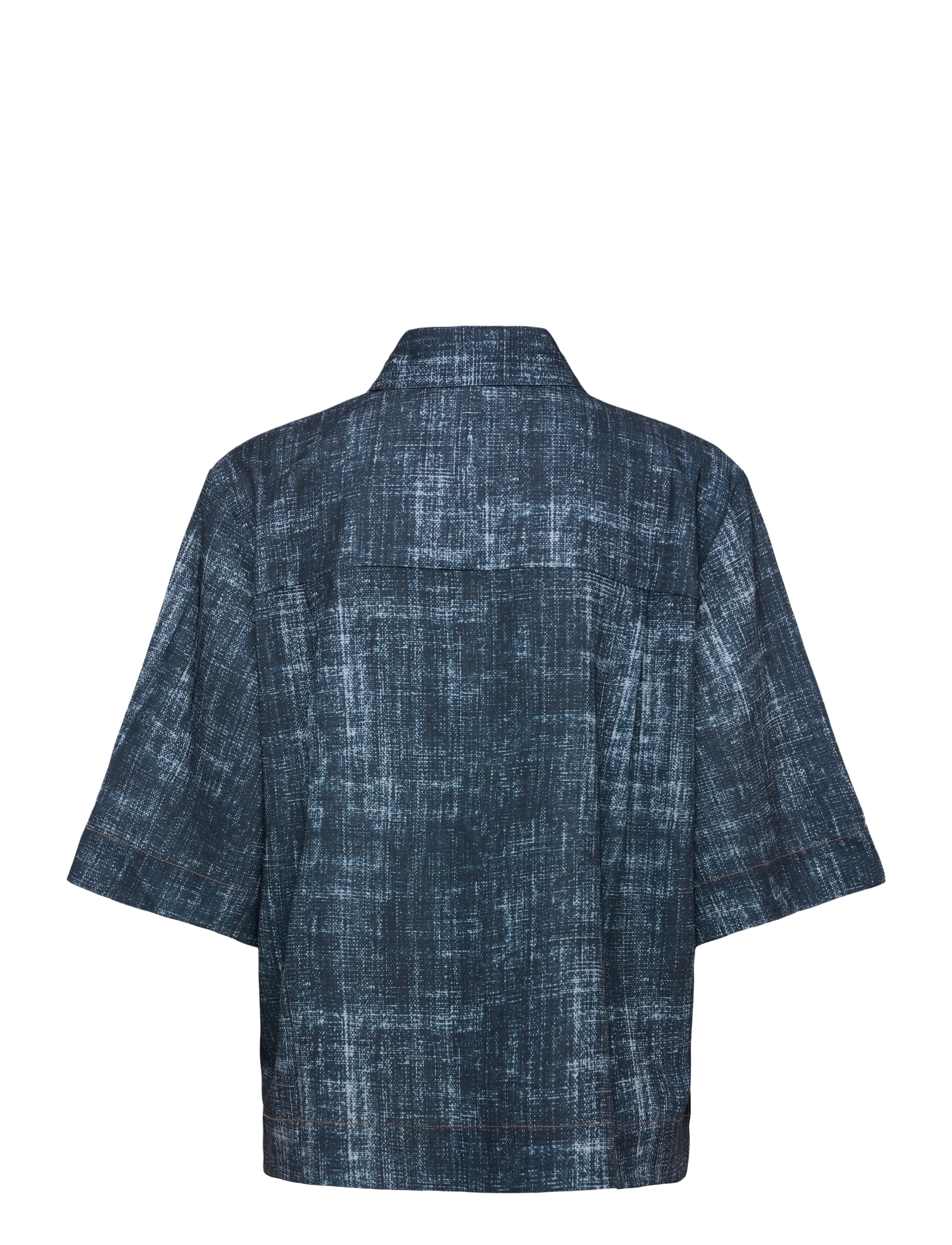 Gestuz - GZdemia P SS shirt - stytterma skyrtur - dark denim structure - 1