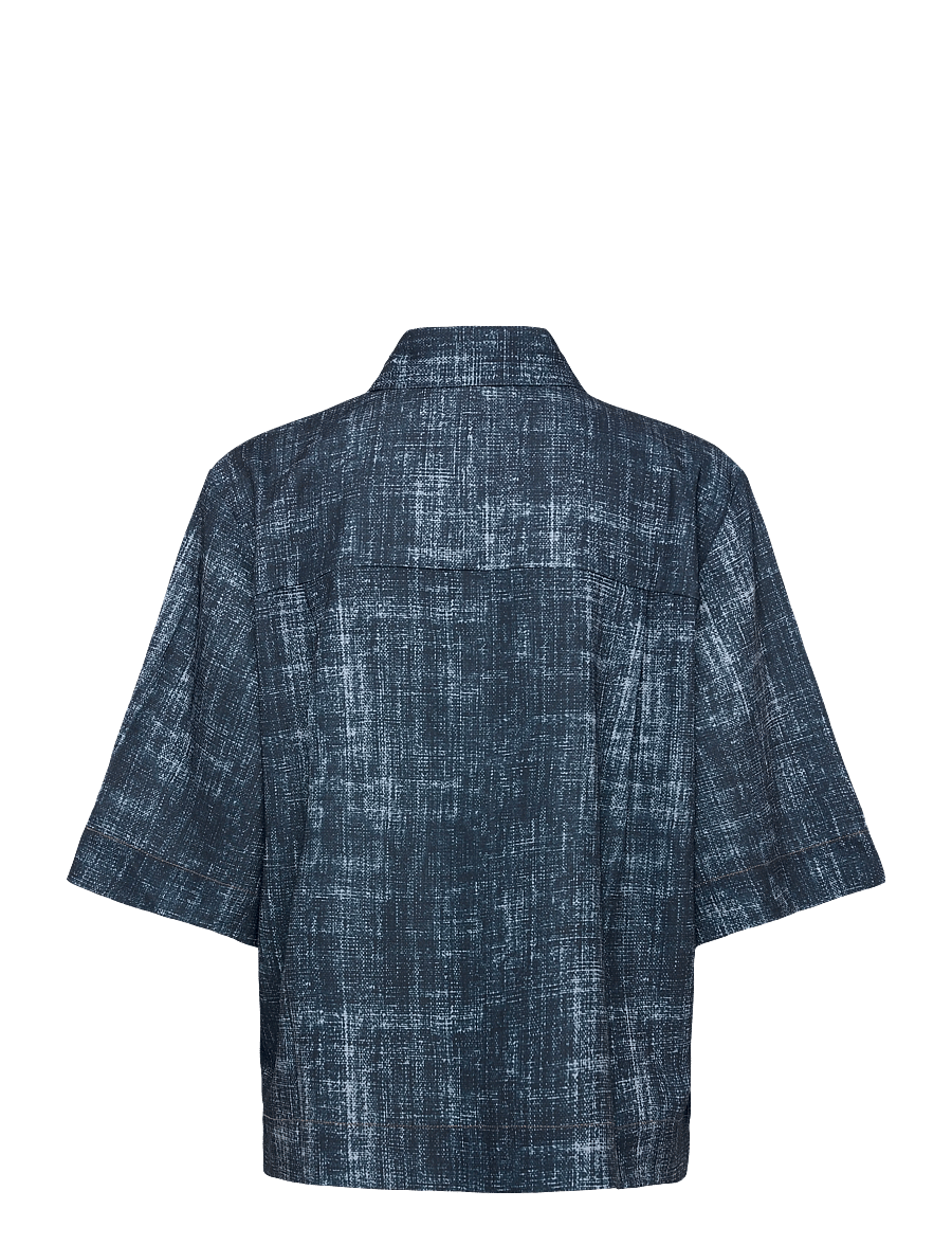 Gestuz - GZdemia P SS shirt - lühikeste varrukatega särgid - dark denim structure - 1