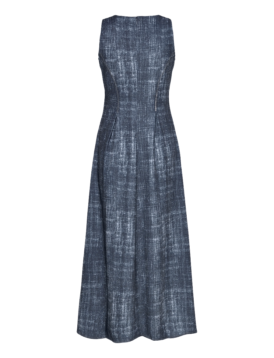 Gestuz - GZdemia P long dress - maxiklänningar - dark denim structure - 1
