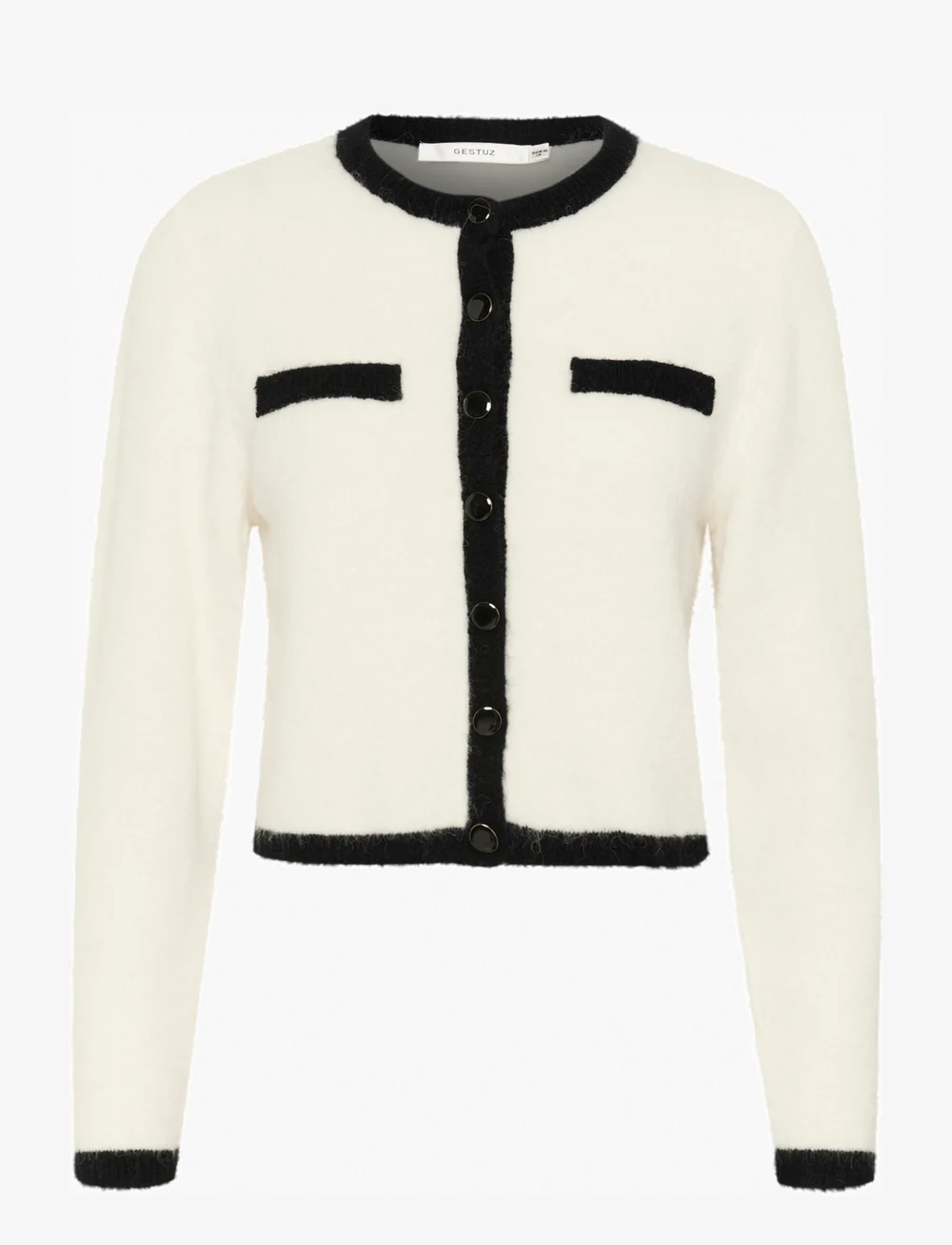 Gestuz - GZalpha ls contrast cardigan - kardiganid - ivory/black comb - 1