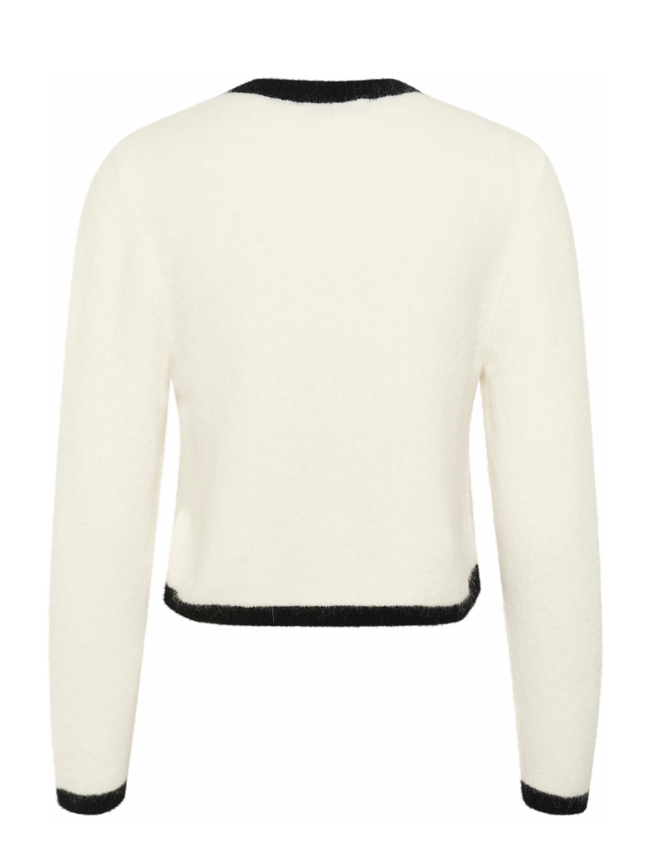 Gestuz - GZalpha ls contrast cardigan - swetry rozpinane - ivory/black comb - 2