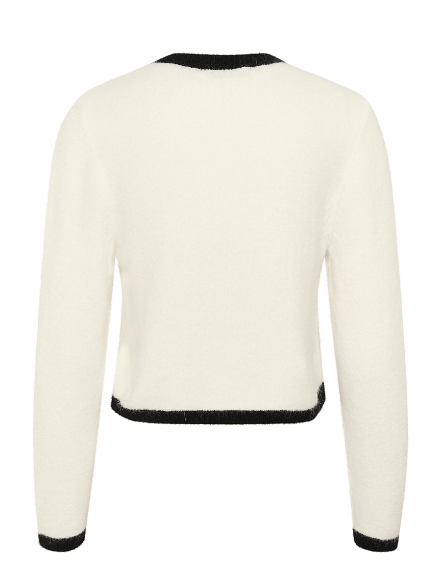 Gestuz - GZalpha ls contrast cardigan - strickjacken - ivory/black comb - 2