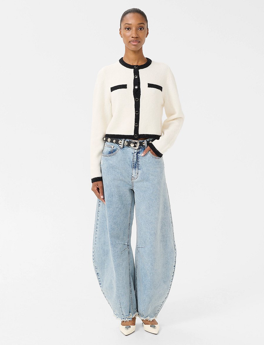 Gestuz - GZalpha ls contrast cardigan - strickjacken - ivory/black comb - 3