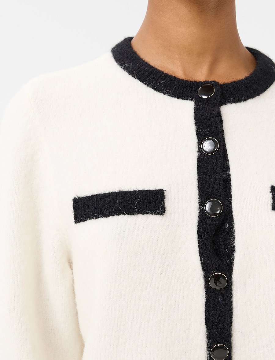 Gestuz - GZalpha ls contrast cardigan - strickjacken - ivory/black comb - 5