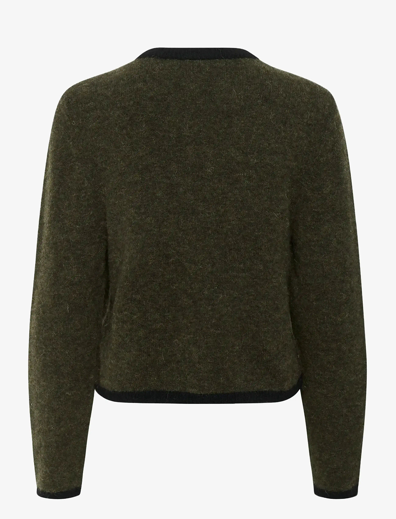 Gestuz - GZalpha ls contrast cardigan - koftor - olive mÉlange/black - 2